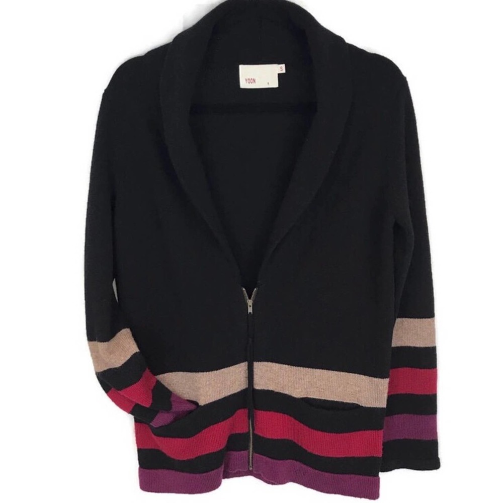 YOON cardigan sweater jacket Wool Cashmere with pockets Zipper Small